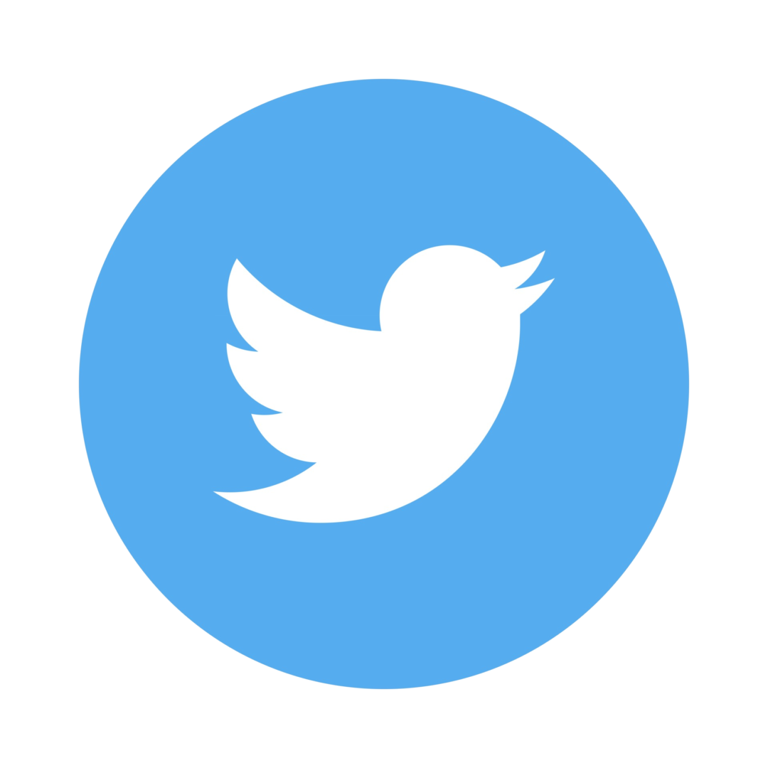 The official Twitter logo in white on a blue circular background. The official Twitter logo in white on a blue circular background.